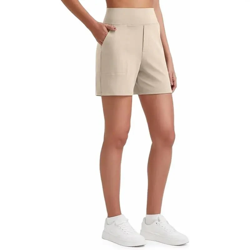 Comfy High-Waisted Bermuda Shorts with Pockets