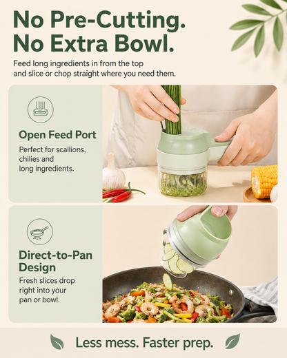 ✨ Cordless 4-in-1 Food Chopper | Chop, Slice, Peel & Clean