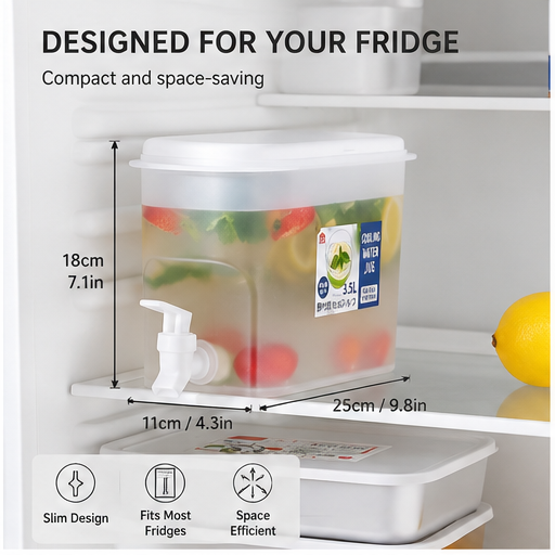 3.5L Refrigerator Drink Dispenser with Easy-Pour Tap