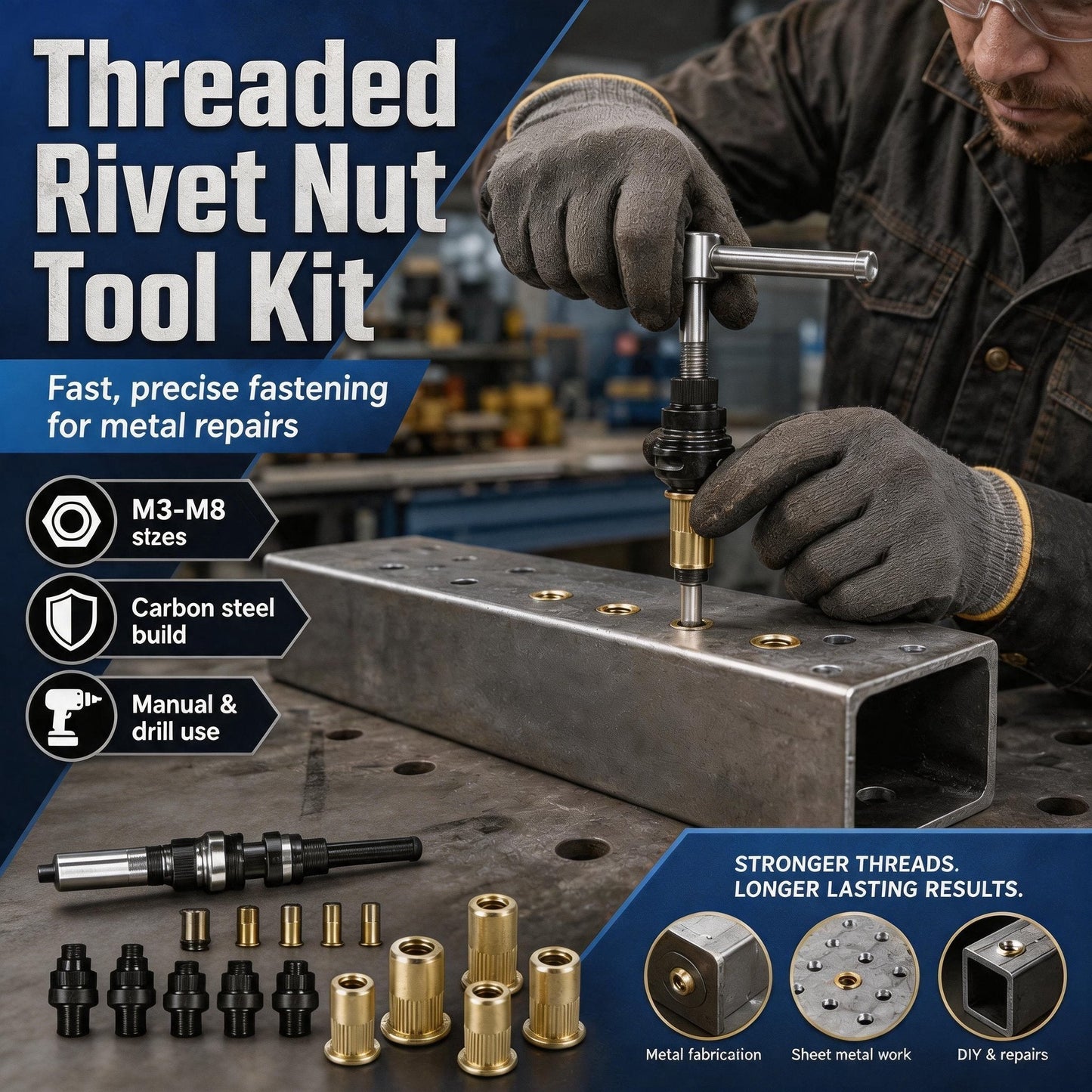 Rivet Nut Installation Kit – 60PCS & 70PCS M3–M10 Options