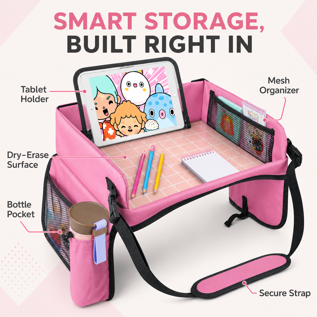 Kids Travel Tray Organizer | Car & Airplane Activity Desk