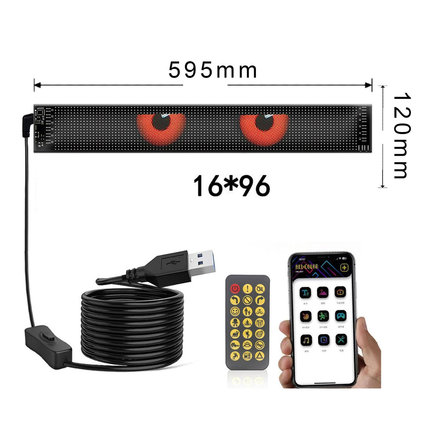 ✨🔥App-Controlled Smart Car LED Sign – Customizable Display⚡