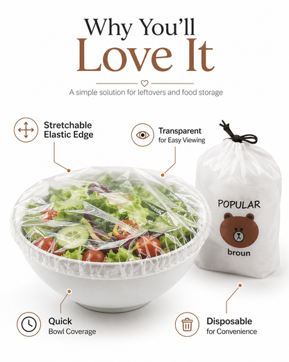 100PCS Disposable Elastic Food Covers for Bowls