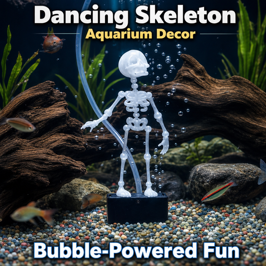 Action Skeleton Aquarium Ornament — Air-Driven Moving Skeleton Fish Tank Bubbler Decoration for Fresh & Saltwater Aquariums
