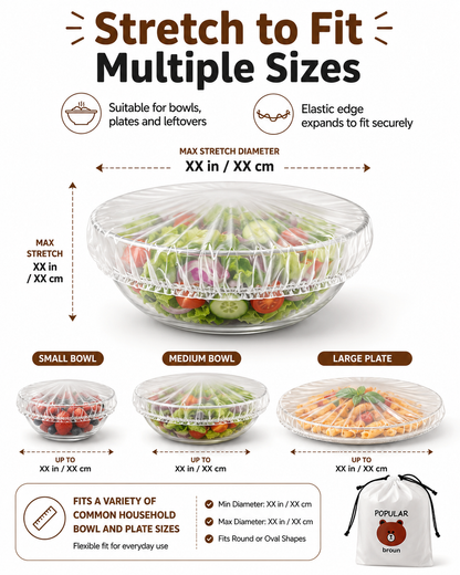 100PCS Disposable Elastic Food Covers for Bowls