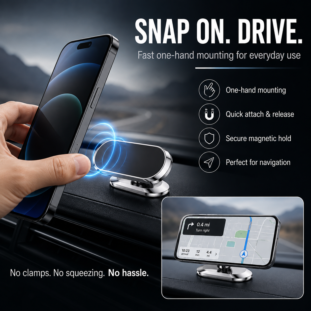 360° Magnetic Car Phone Mount | Foldable Dashboard Holder