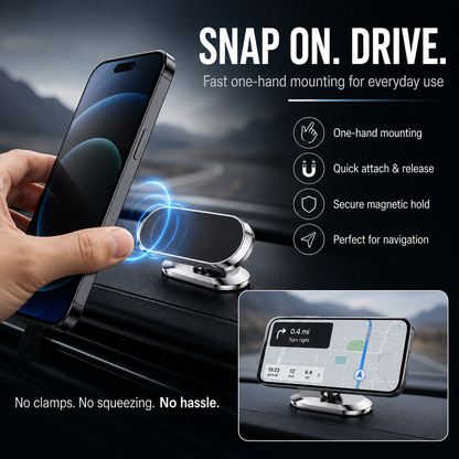 360° Magnetic Car Phone Mount | Foldable Dashboard Holder