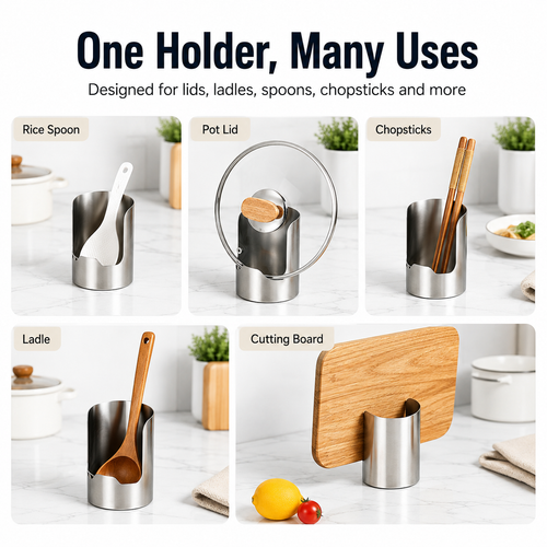 Stainless Steel Pot Lid & Utensil Holder | Kitchen Organizer