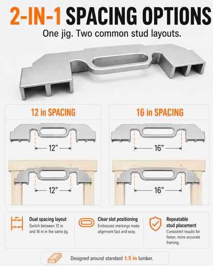 2-in-1 Framing Jig | 12" & 16" Stud Spacing Tool