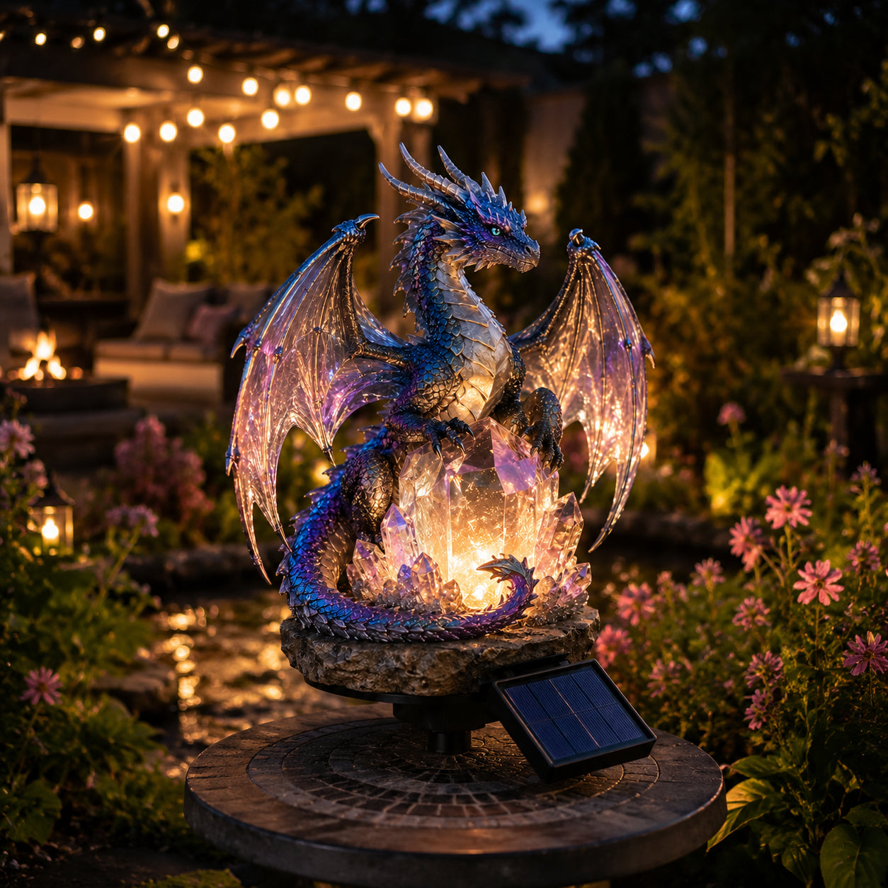 🏅2026 Best Selling Solar Garden Lights 🐉 Amethyst Crystal Dragon – Solar Dragon Crystal Garden Light✨️