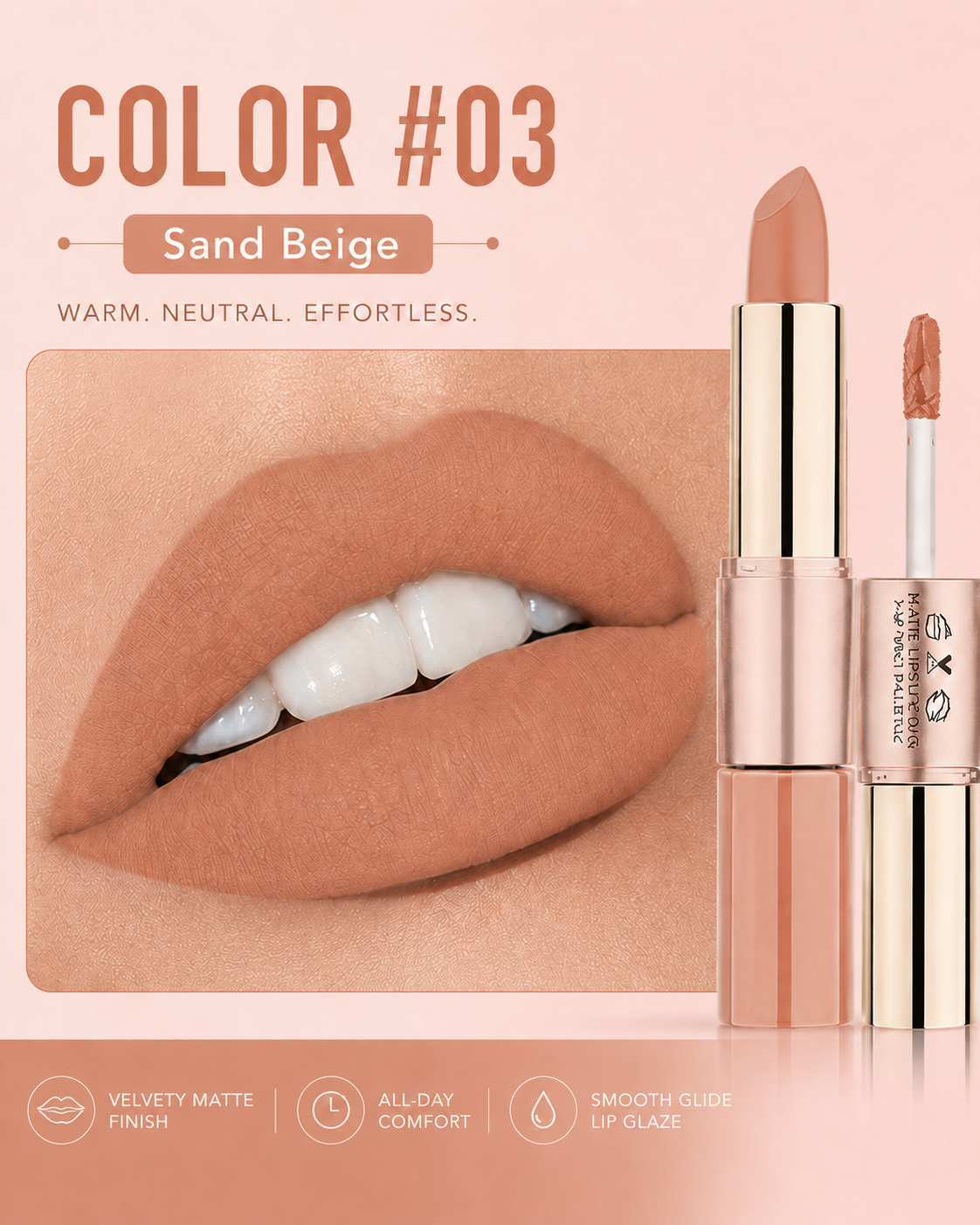 2-in-1 Matte Lipstick & Liquid Lip Glaze | 12 Longwear Shades