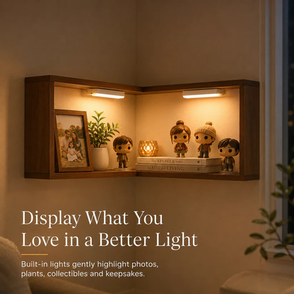🔥 Last Day 49% OFF✨️Wooden Corner Wall Shelf with Built-in Lights
