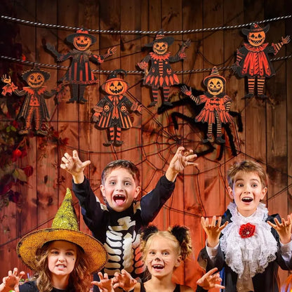 6 Pcs 5.9-Inch Halloween Vintage Wooden Garland Set