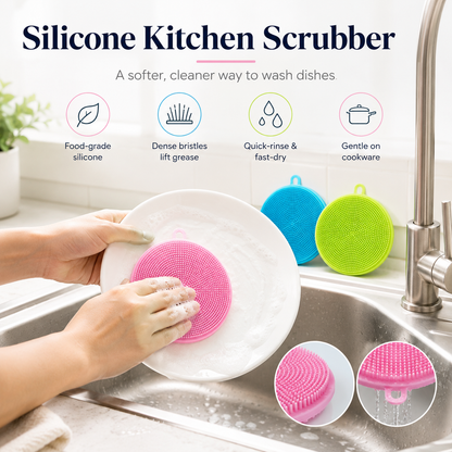 Silicone Kitchen Scrubber – Reusable Dish & Cleaning Brush