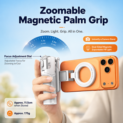 📸 Zoomable Magnetic Palm Grip | Selfie Stick & Tripod