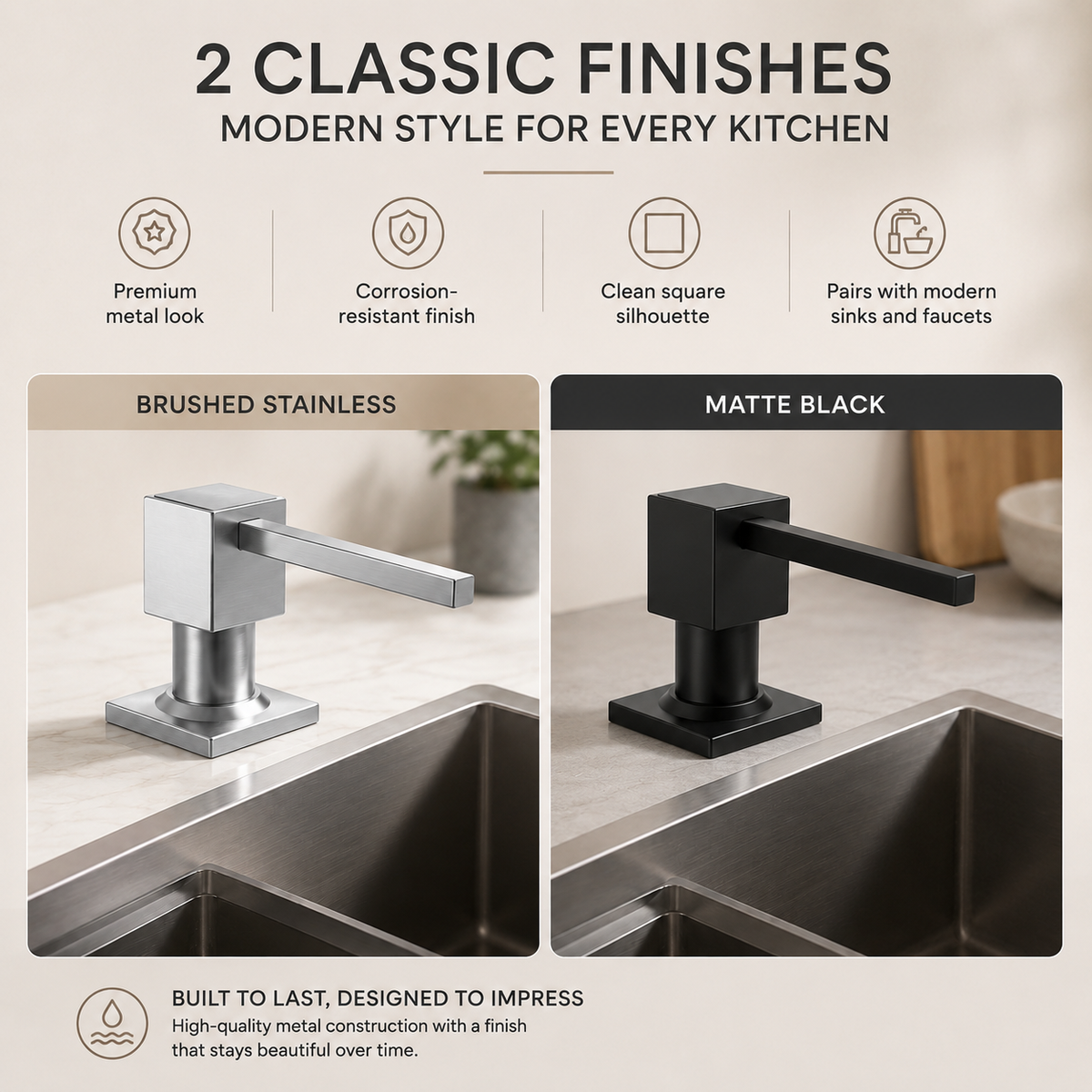 Stainless Steel Sink Soap Dispenser with Refill Tube