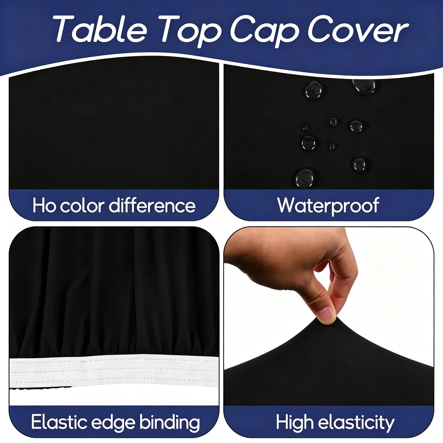 Stretch Fabric Table Top Cap Cover – Elastic Edge, Waterproof & Reusable