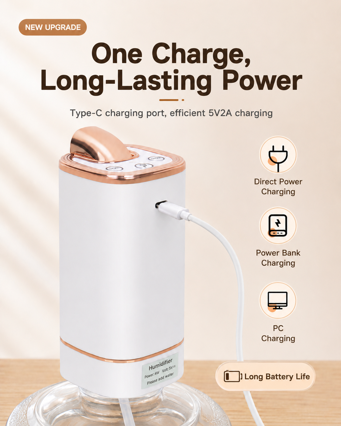 Foldable Smart Water Pump | 3-Mode Rechargeable Dispenser