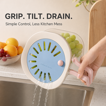 3-in-1 Fruit Washer & Strainer Container with Lid | Fivorauw