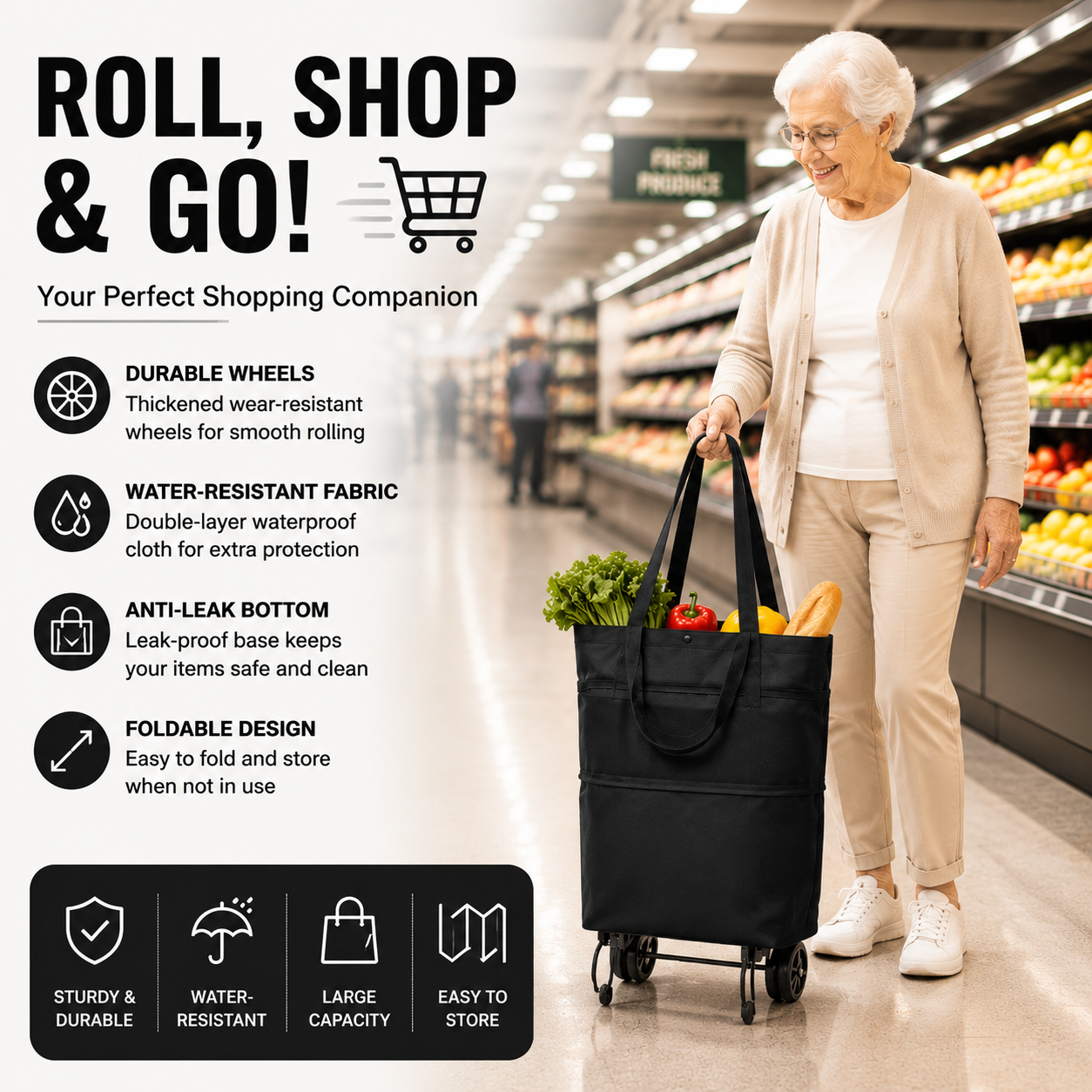 Foldable 2-in-1 Shopping Bag