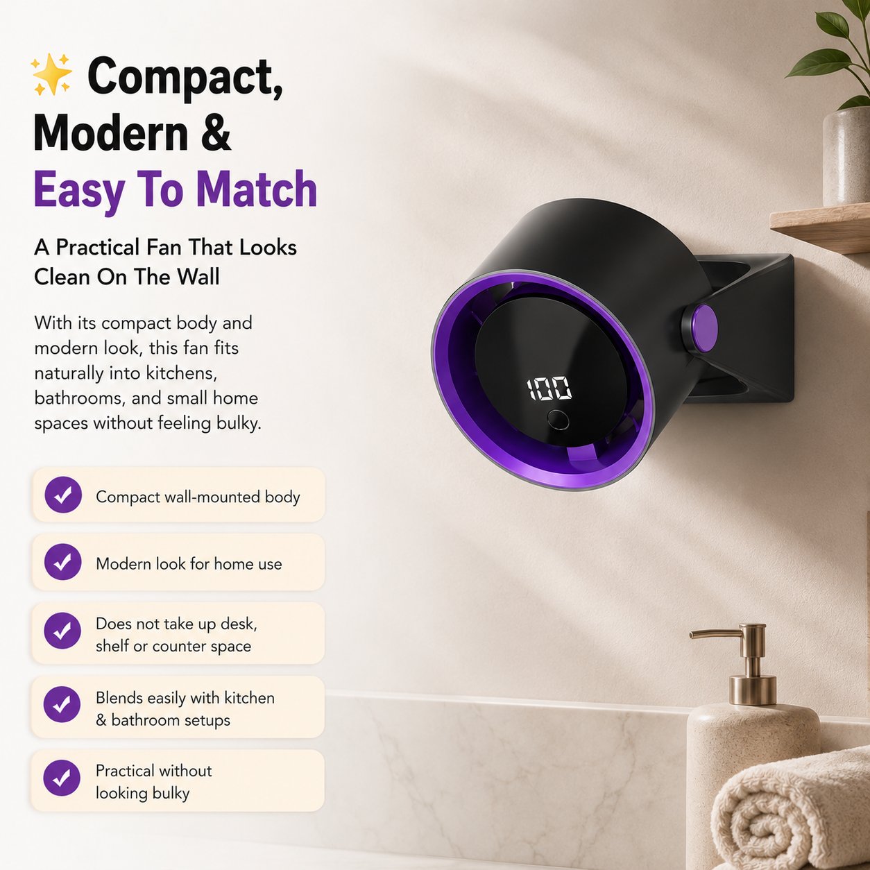 Wall-Mounted Kitchen Cooling Fan