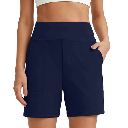 Comfy High-Waisted Bermuda Shorts with Pockets