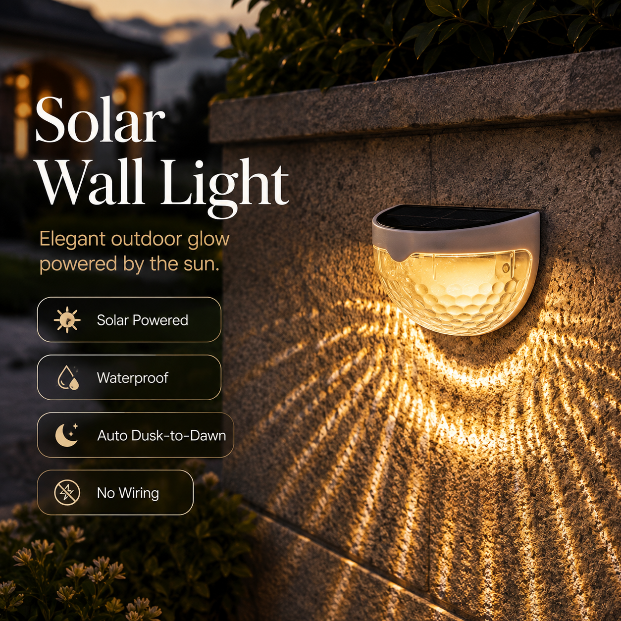 Solar Wall Lights Outdoor – Dusk-to-Dawn Garden Lights