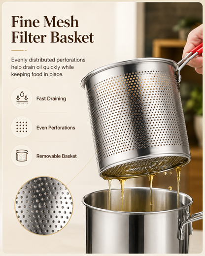 Stainless Steel Deep Fryer Set - 1-Person Mini Pot with Fry Pot, Filter Basket & Food Clip 🍳