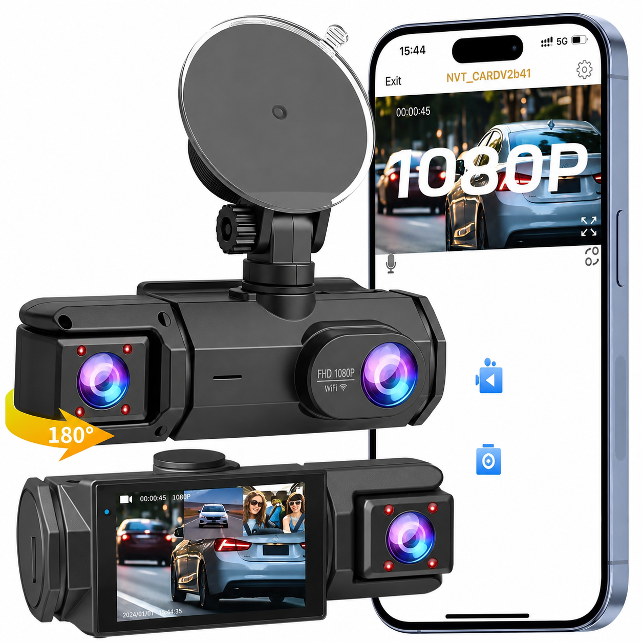 Full View Car Dashcam System(The product does not include a memory card.)