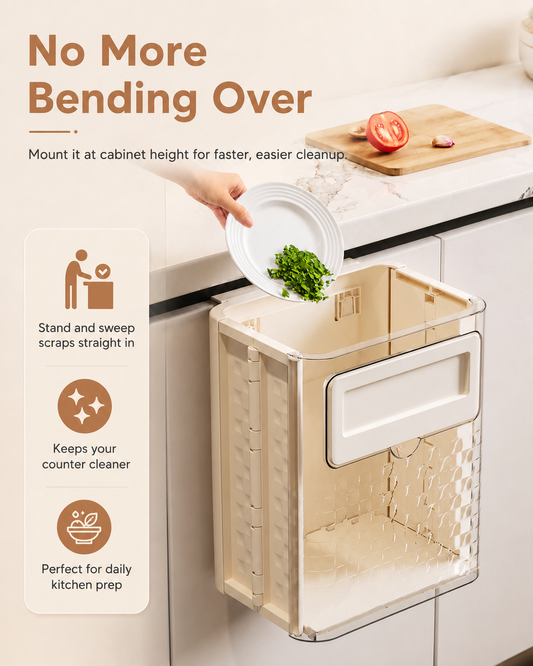 Foldable Wall-Mounted Trash Can for Kitchen Cabinet | Space-Saving Hanging Trash Bin