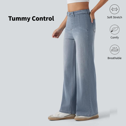 High-waisted wide-leg jeans