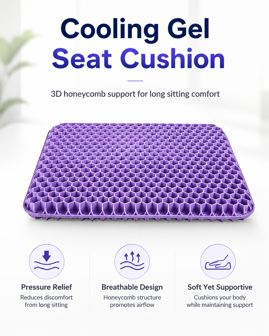 Cooling Honeycomb Gel Seat Cushion for Office & Car