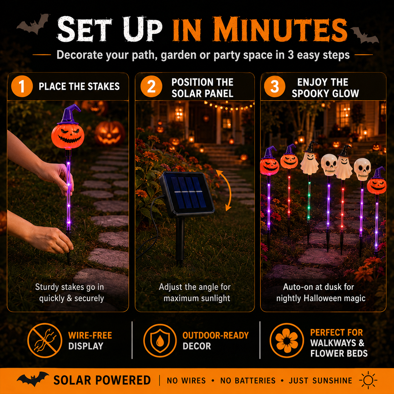🎃 Solar Halloween Garden Stake Lights – Spooky Pathway Decor