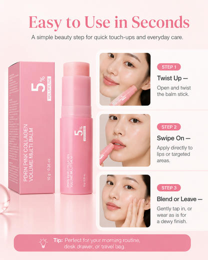 💜LAST DAY - BUY 1 GET 1 FREE PDRN Pink Collagen Multi Balm Stick for Dewy-Looking Skin