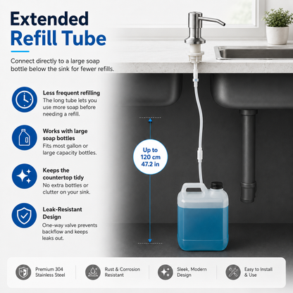 Stainless Steel Sink Soap Dispenser with Refill Tube