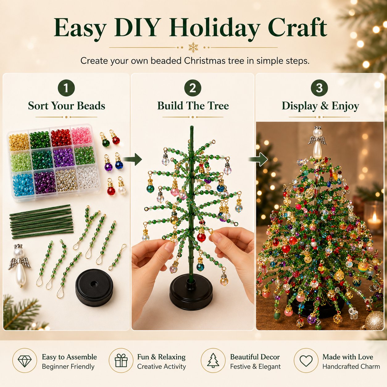 🎁 Unique Christmas Gift 2026 | DIY Beaded Christmas Tree Craft Kit for Creative Holiday Fun