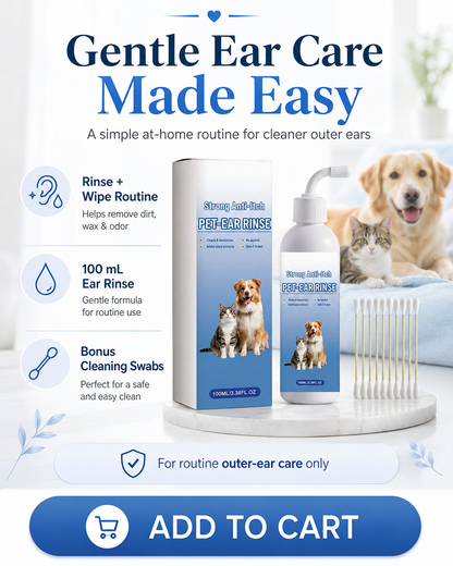🐾 Clean Ears, Happier Pets – Dog & Cat Ear Cleaner for Wax, Dirt & Odor | 100mL