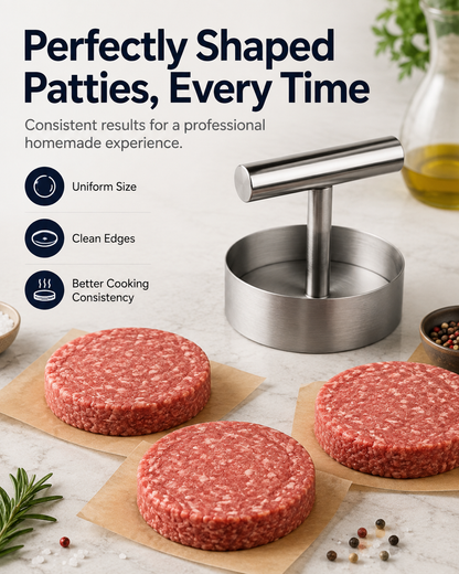 Stainless Steel Burger Press | Easy Patty Maker & Food Mold