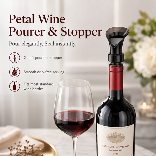 🍷 2-in-1 Wine Pourer & Stopper | Drip-Free Bottle Spout