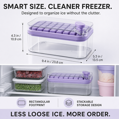 One-Press Ice Cube Tray with Storage Box | 32 Cubes