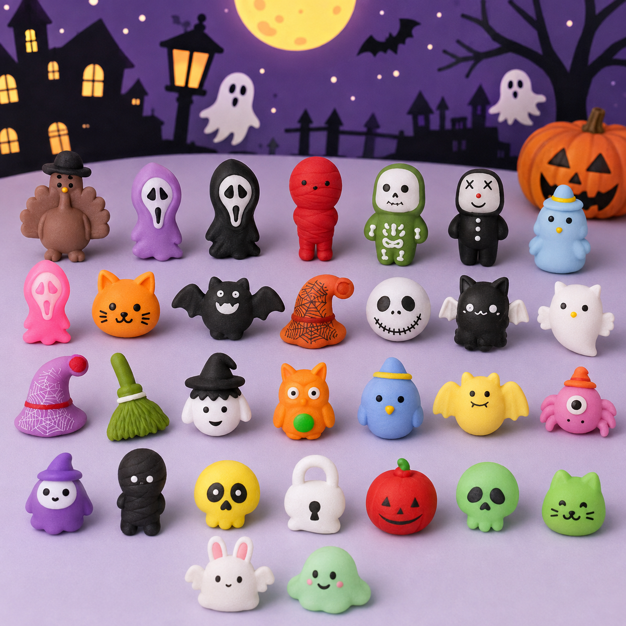 🎃 30 Mystery Squishies · Squeeze · Collect · Discover