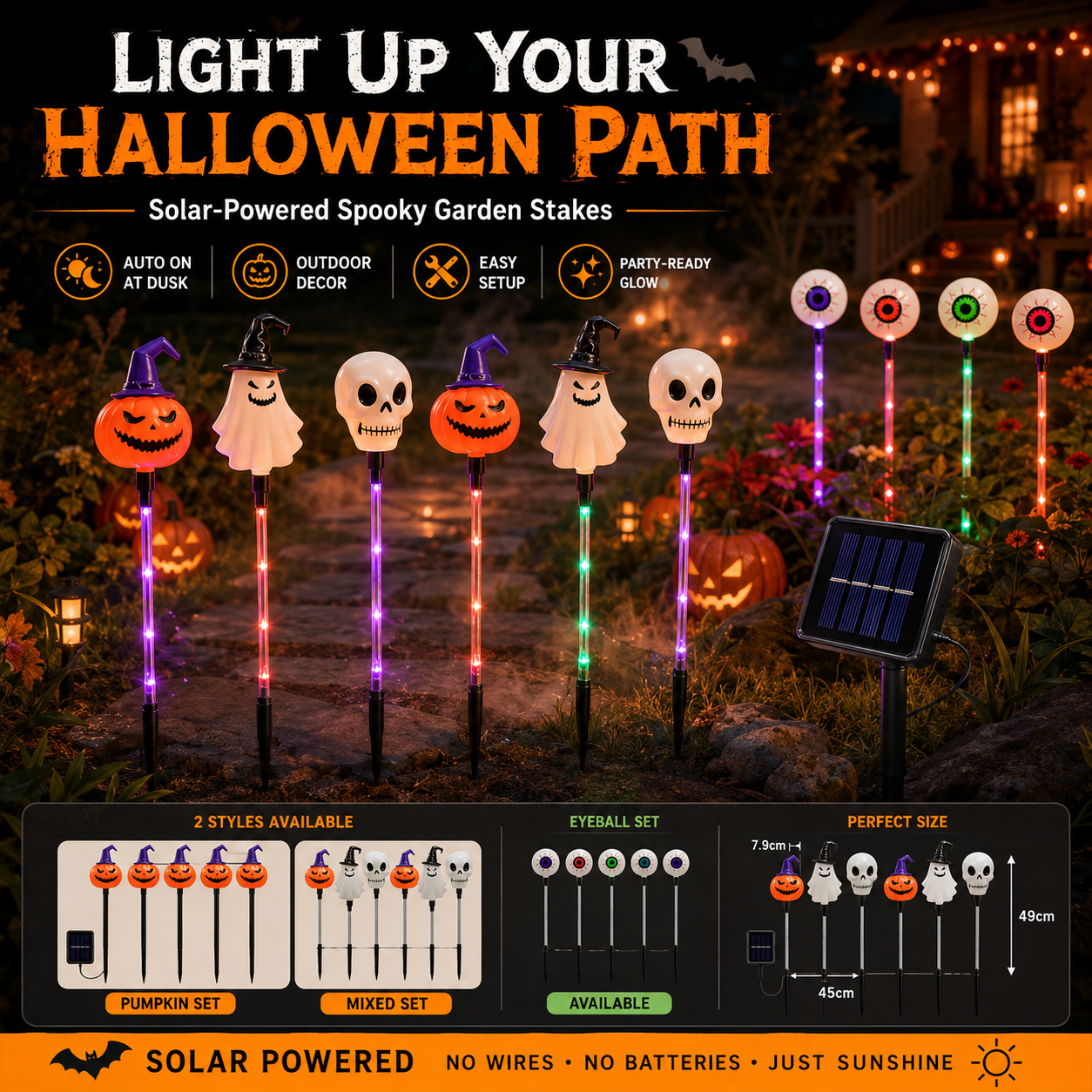 🎃 Solar Halloween Garden Stake Lights – Spooky Pathway Decor