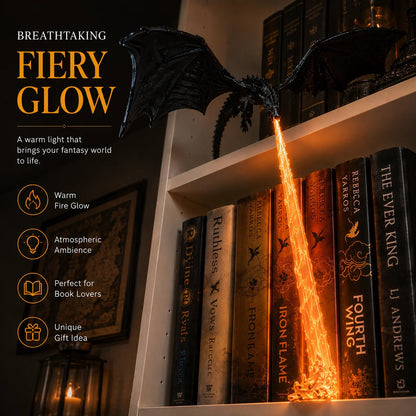 🐉Fire-Breathing Dragon Bookshelf Lamp | Fantasy Book Decor
