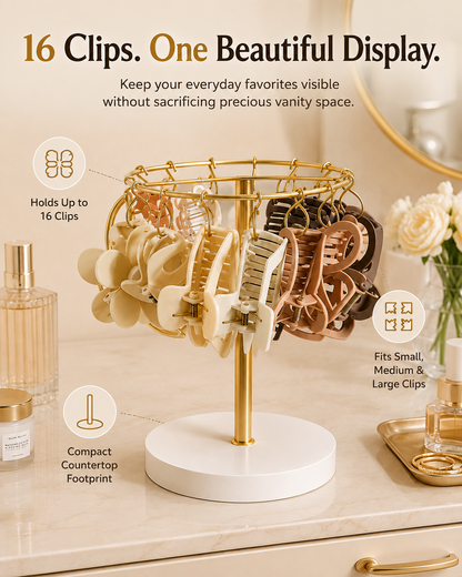 16-Hook Claw Clip Organizer | Vanity Hair Clip Holder