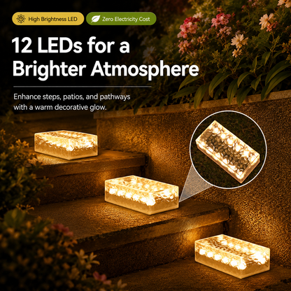Solar Ice Brick Light – 12 LED Water-Resistant Path Light