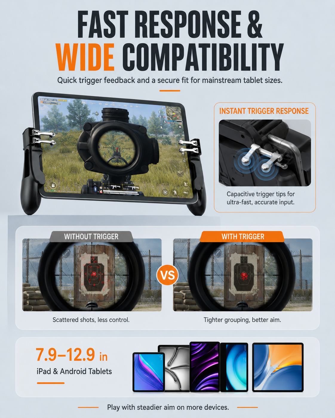 6-Finger Tablet & Phone Cooling Gaming Trigger Controller