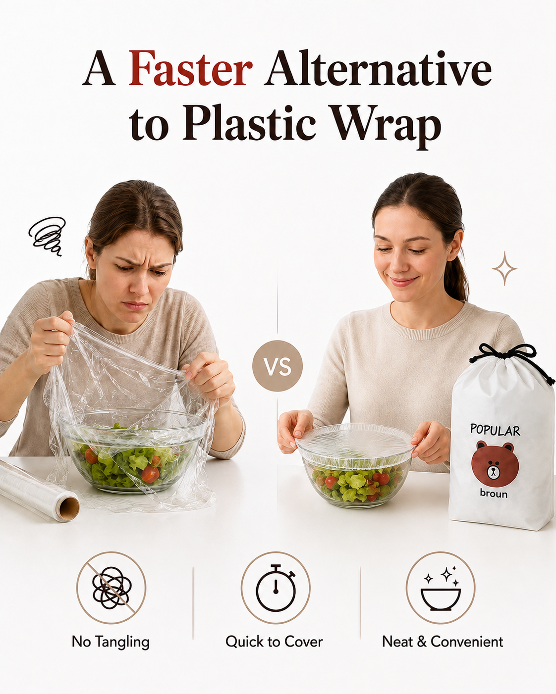 100PCS Disposable Elastic Food Covers for Bowls