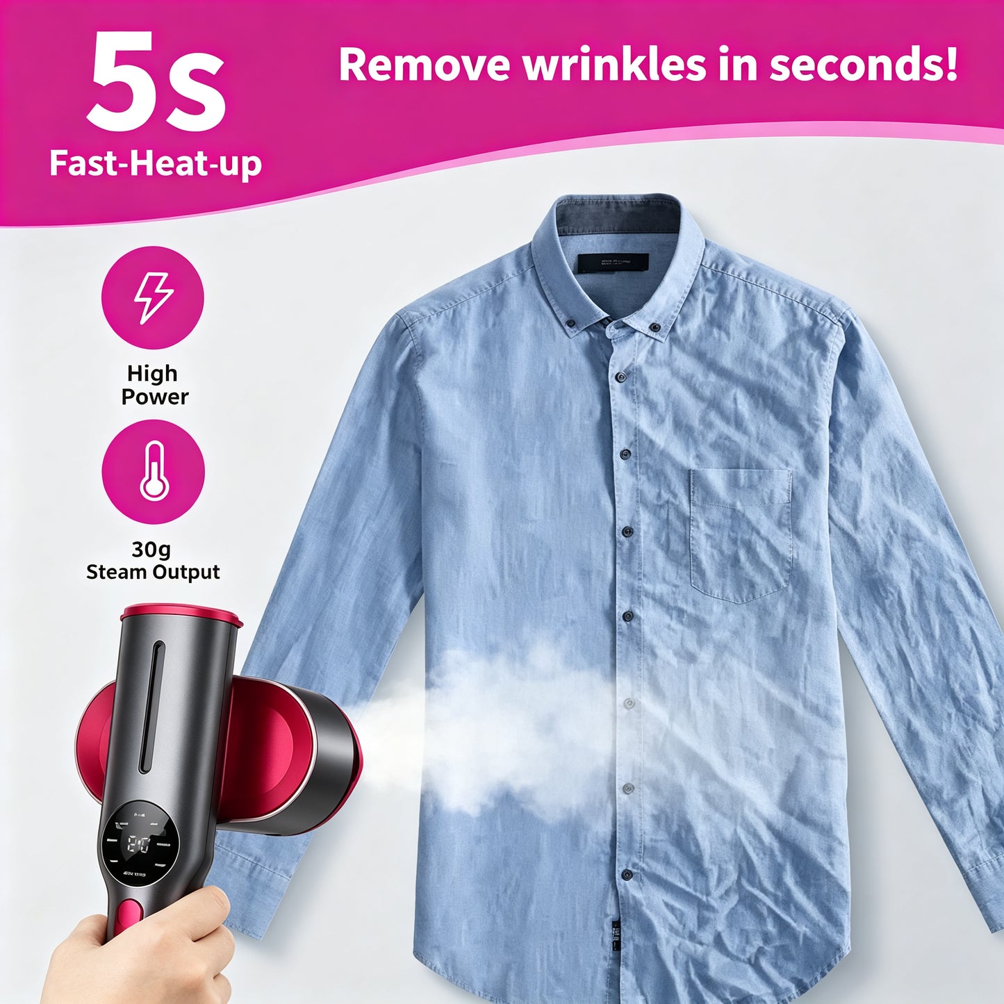 2026 Upgrade Garment Steamer for Clothes, Portable Travel Clothing Steamer Iron
