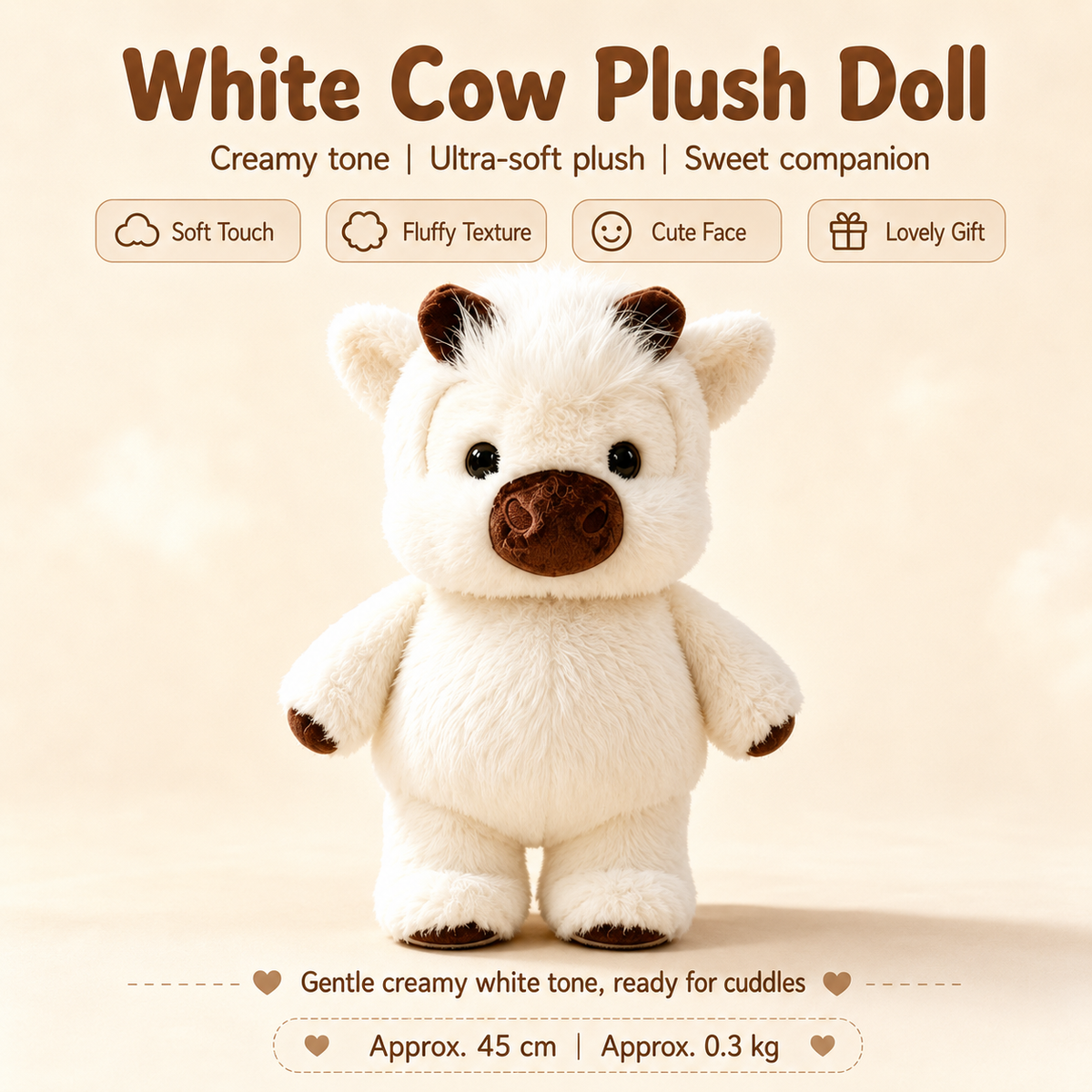 45cm Cow & Pig Plush Toys | Soft Animal Dolls