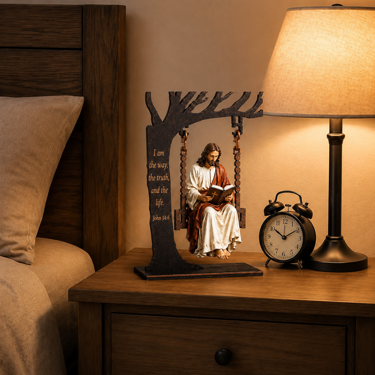 Jesus Swing Ornament – John 14:6 Faith Table Decor | Christian Bible Verse Home Decoration